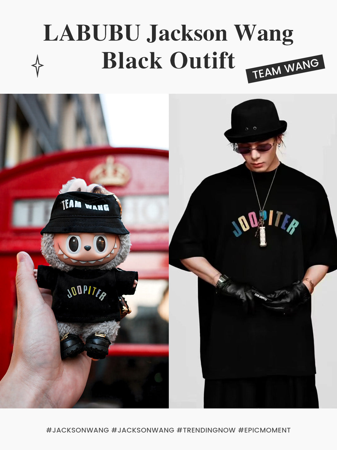 LABUBU Clothes Jackson Wang Black Outift