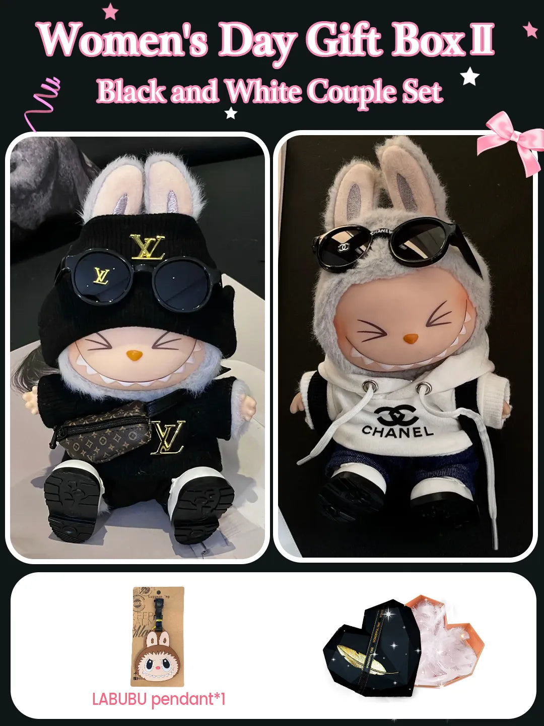 LABUBU Clothes Chanel Black And White Hoodie Dress