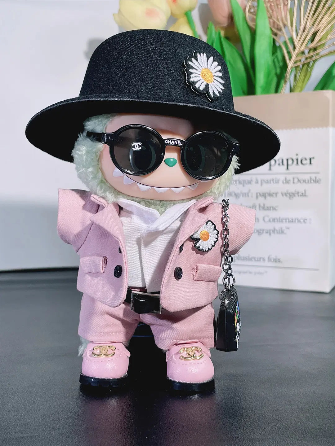 LABUBU Clothes G-Dragon Pink Daisy Suit Outfit