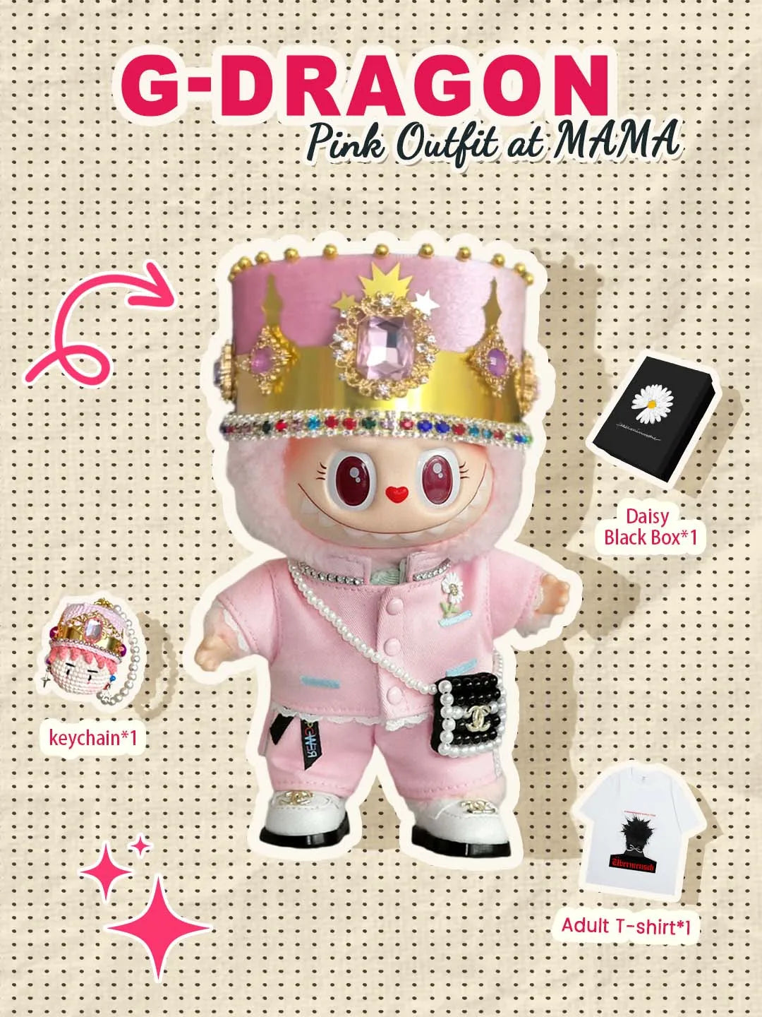 LABUBU Clothes G-Dragon Pink Outfit at MAMA