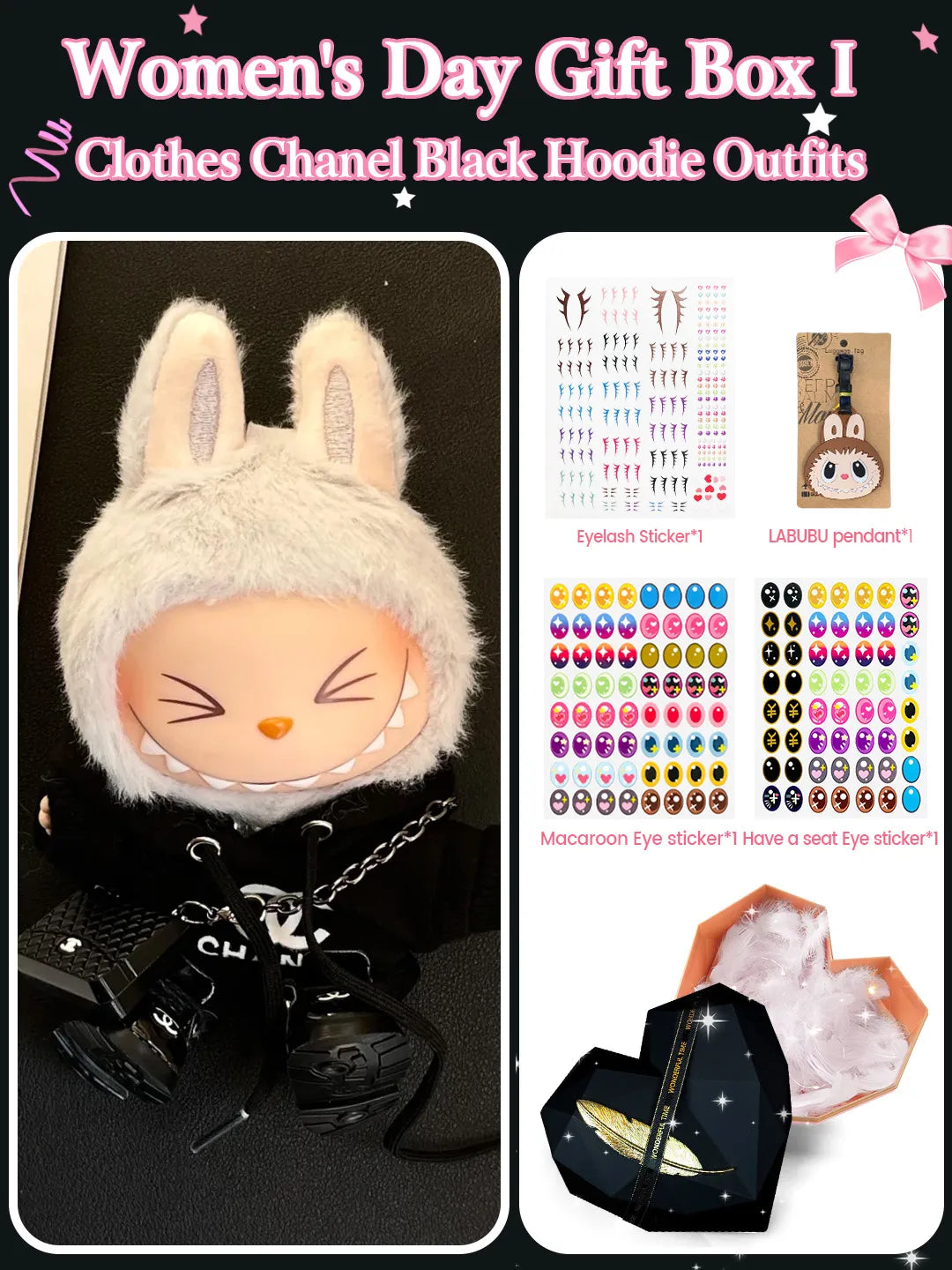 LABUBU Clothes Chanel Black Hoodie Outfits