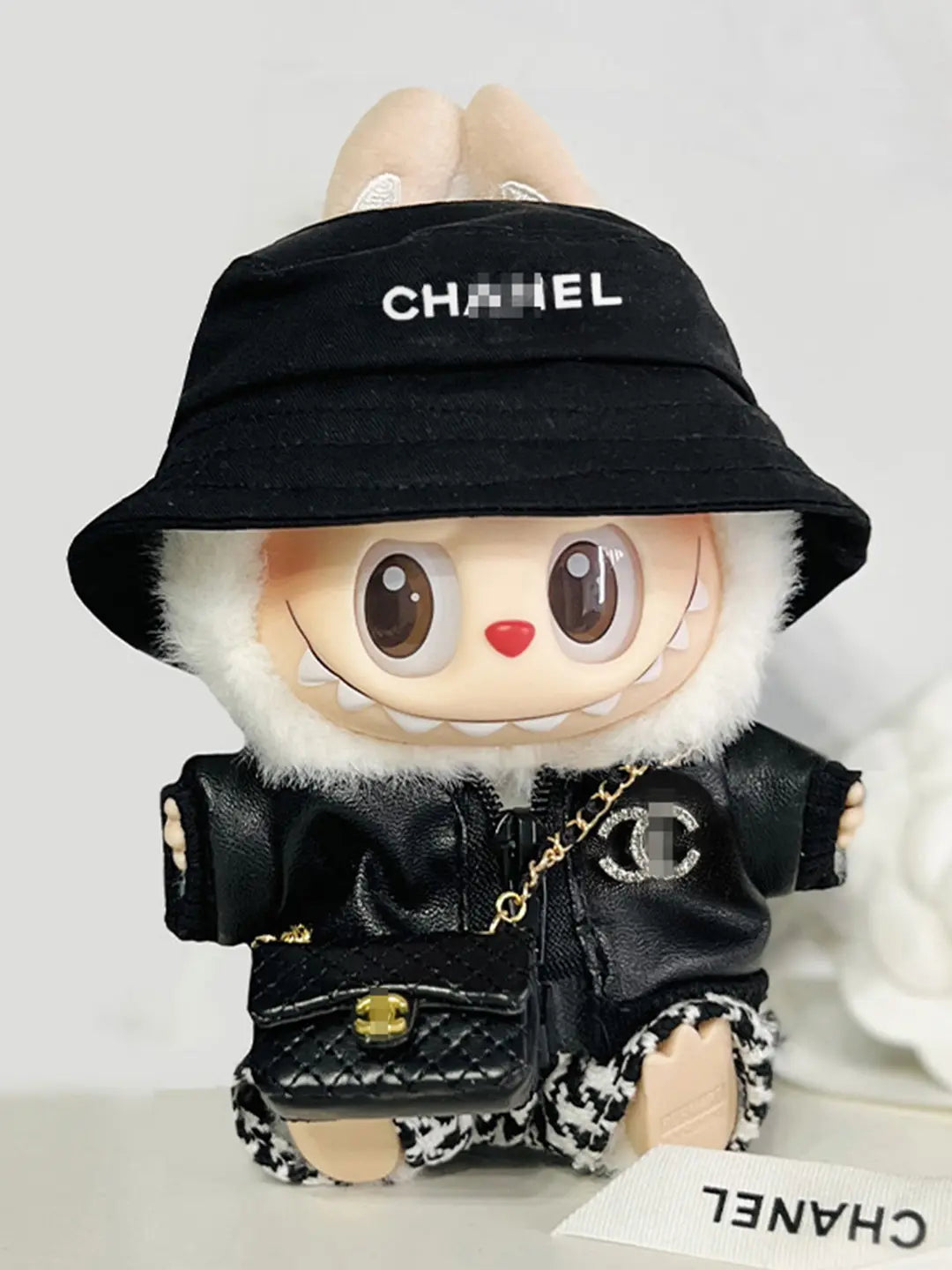 LABUBU Clothes LV and Chanel Black Houndstooth Outift