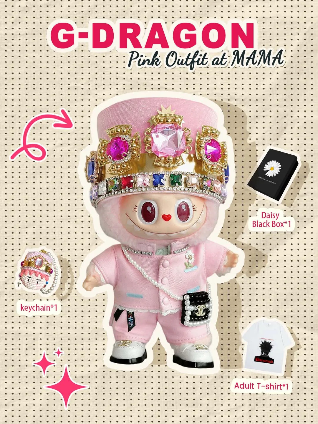 LABUBU Clothes G-Dragon Pink Outfit at MAMA