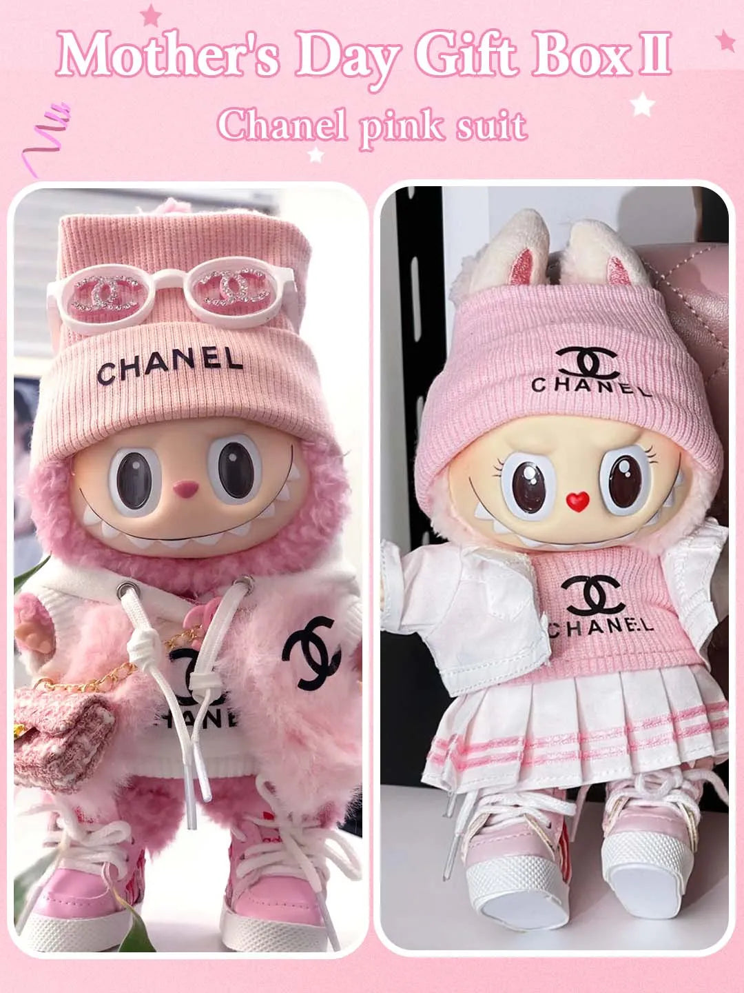LABUBU Clothes Chanel Pink Vest Sweatshirt Outift