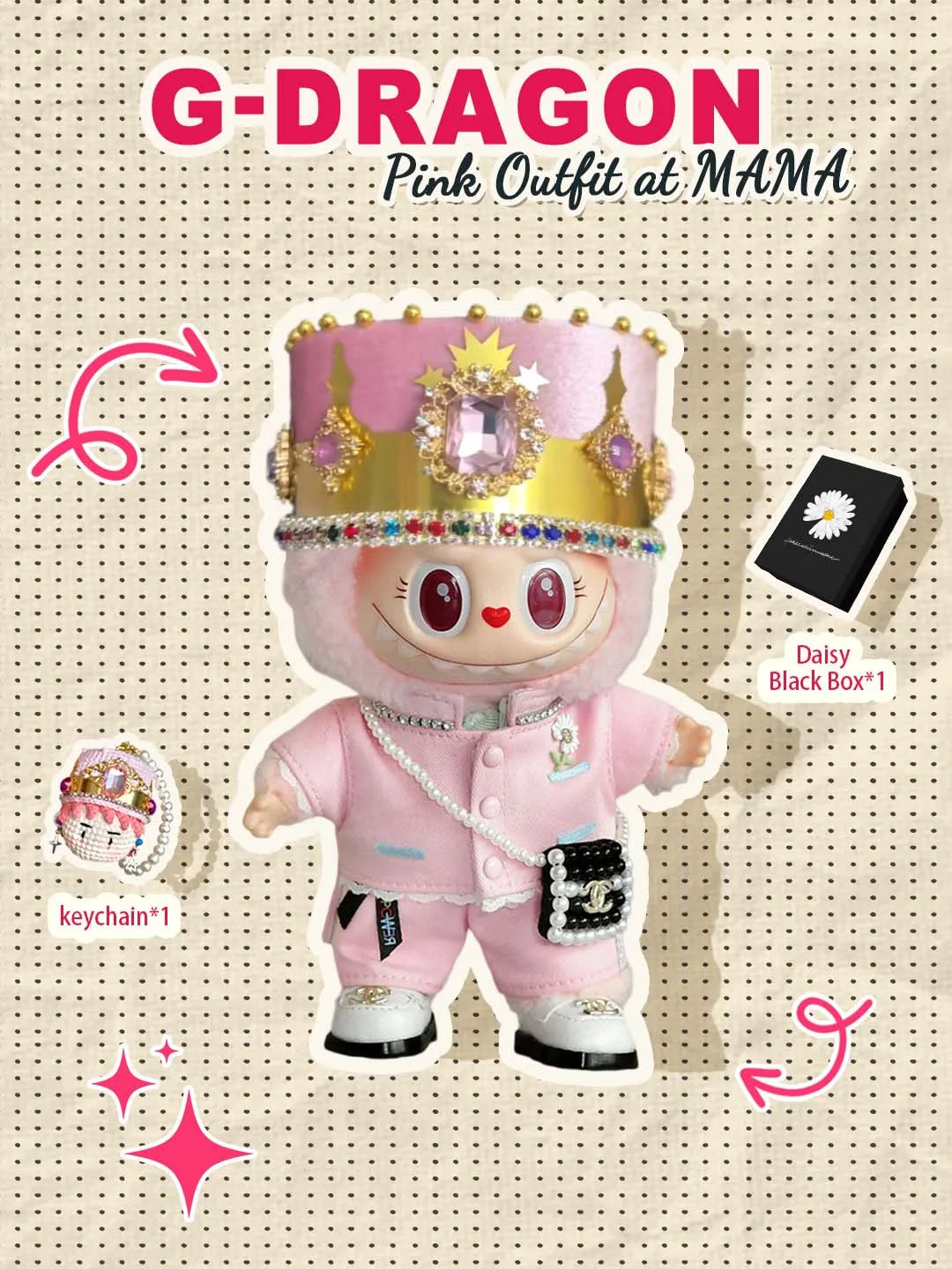 LABUBU Clothes G-Dragon Pink Outfit at MAMA