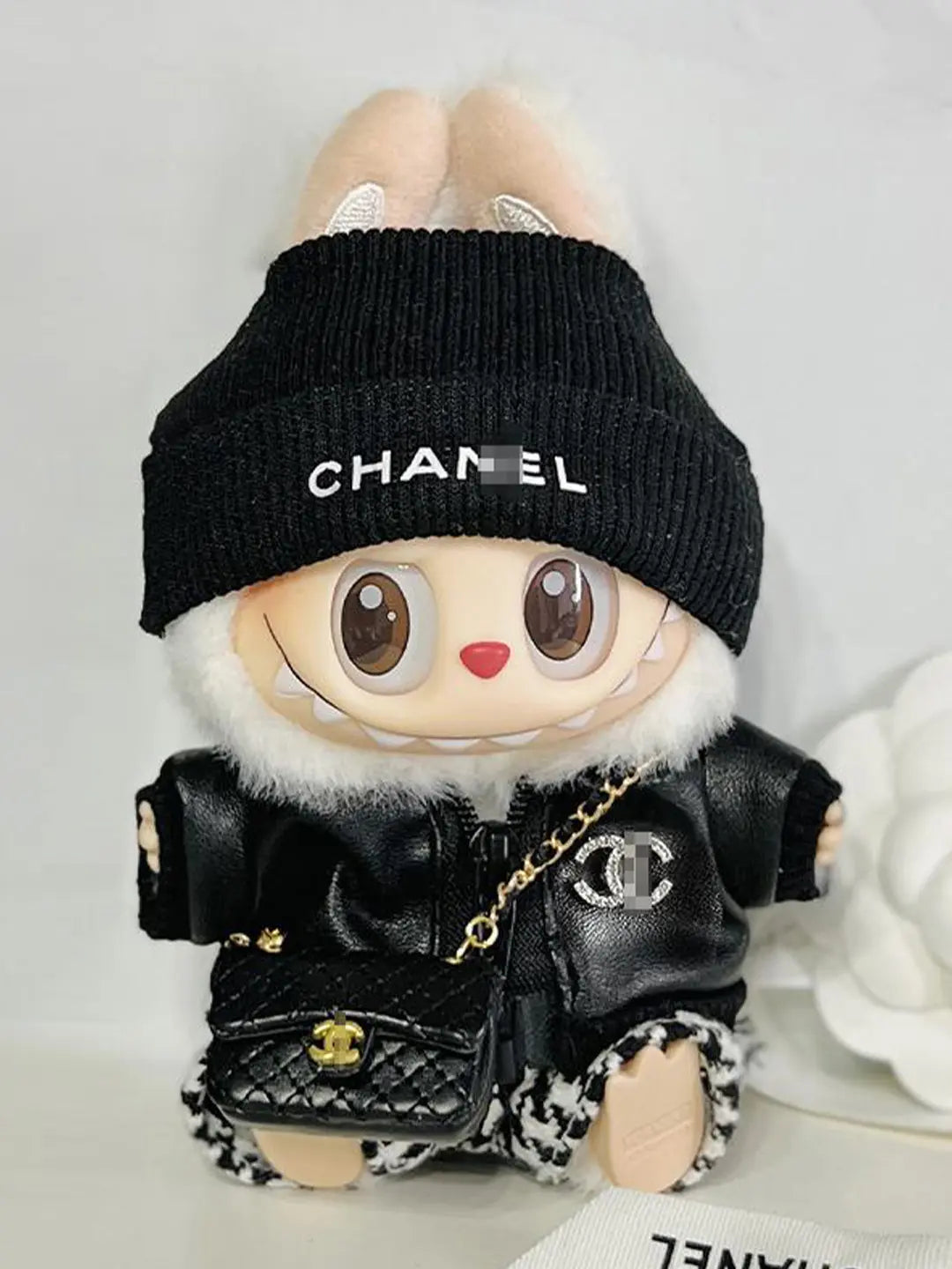 LABUBU Clothes LV and Chanel Black Houndstooth Outift