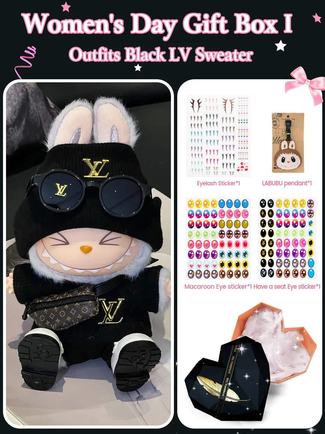 LABUBU Outfits Black LV Sweater