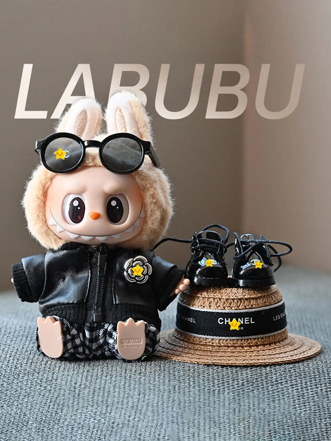 LABUBU Clothes Chanel Black Houndstooth Outift