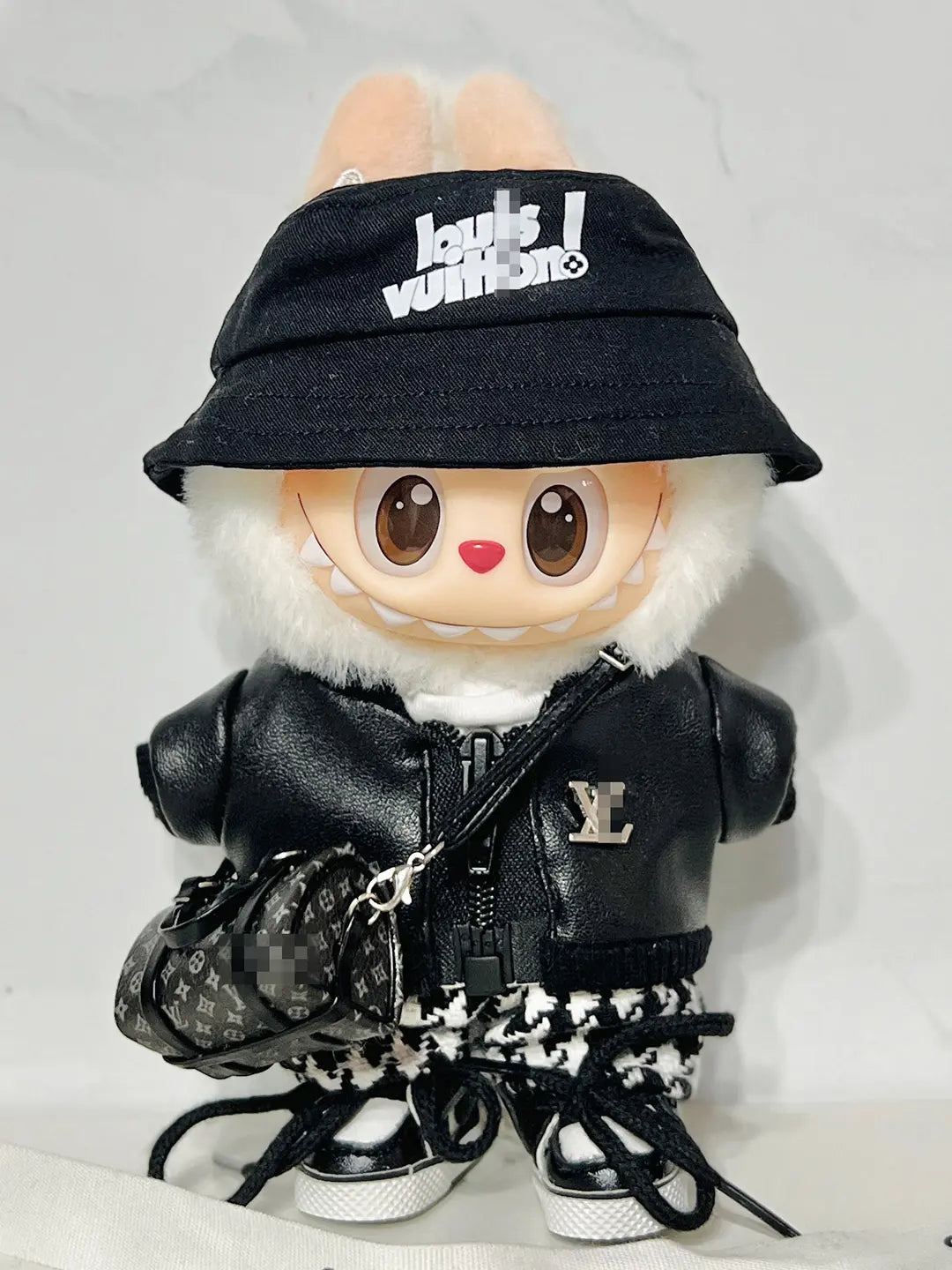 LABUBU Clothes LV and Chanel Black Houndstooth Outift