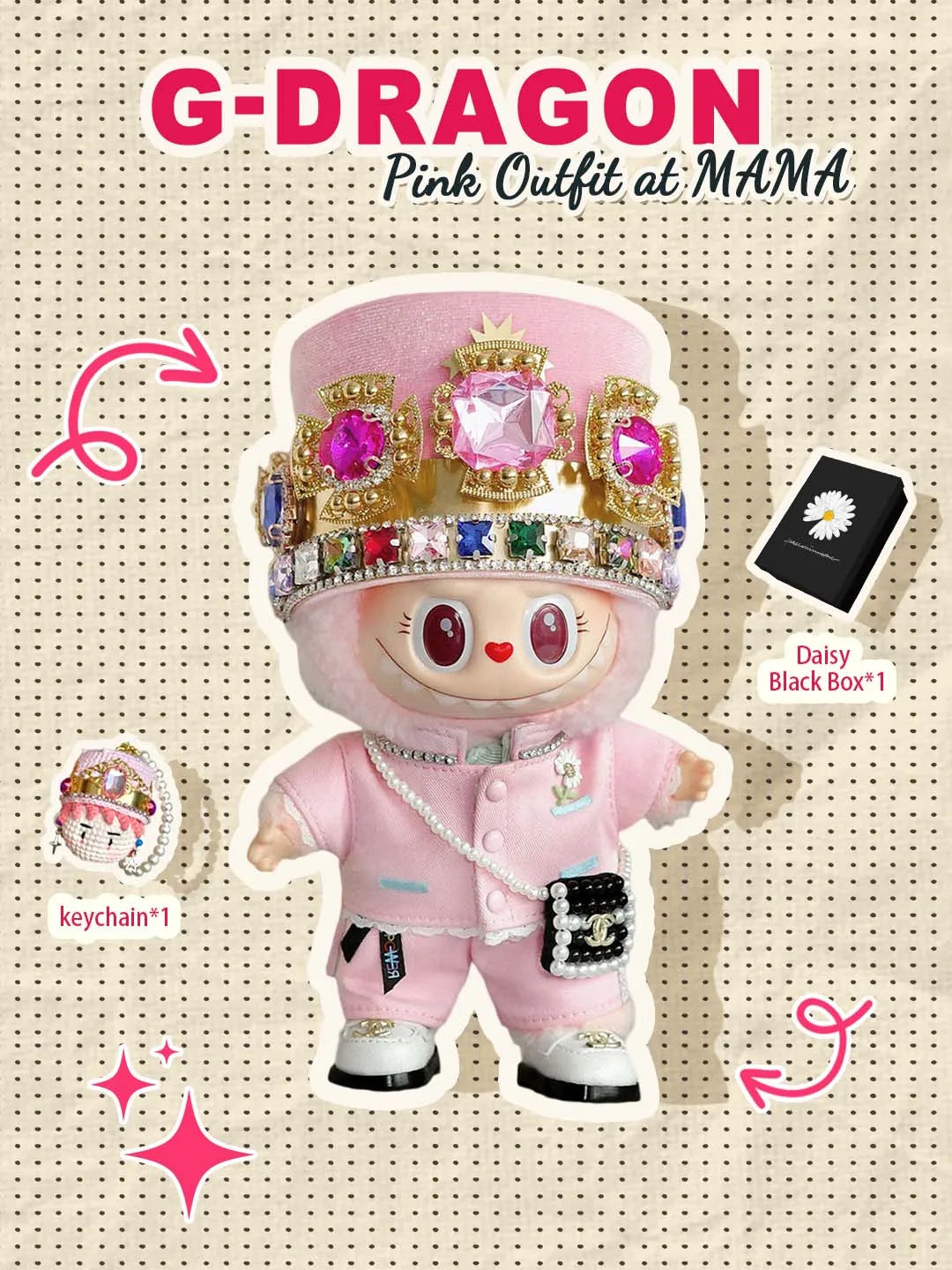 LABUBU Clothes G-Dragon Pink Outfit at MAMA